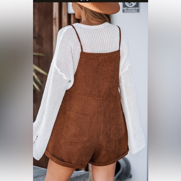 NEW WITH TAGS CUPSHE XL CORDUROY TIE STRAP ROMPER - Picture 6 of 11